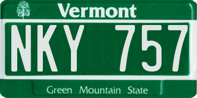 VT license plate NKY757