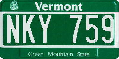 VT license plate NKY759
