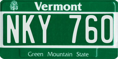 VT license plate NKY760