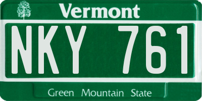 VT license plate NKY761