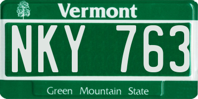 VT license plate NKY763