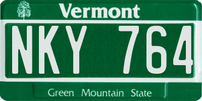 VT license plate NKY764