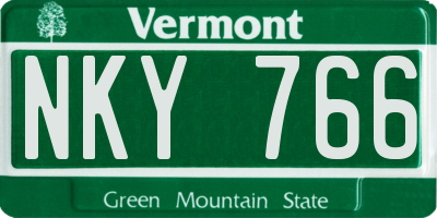 VT license plate NKY766