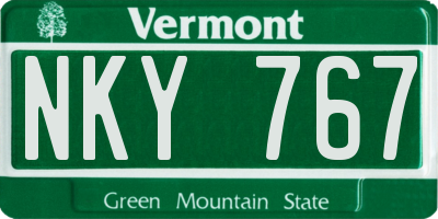 VT license plate NKY767
