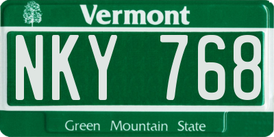 VT license plate NKY768
