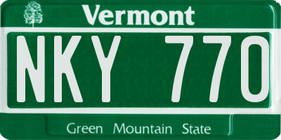 VT license plate NKY770