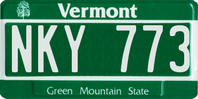 VT license plate NKY773