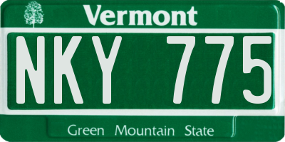 VT license plate NKY775