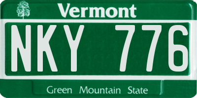 VT license plate NKY776