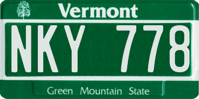 VT license plate NKY778