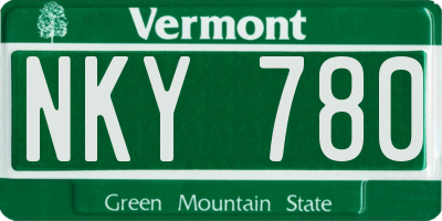 VT license plate NKY780