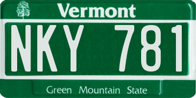 VT license plate NKY781