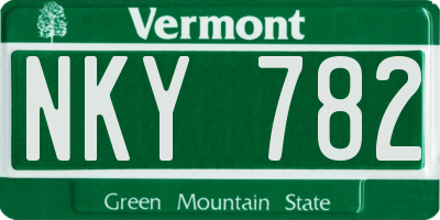 VT license plate NKY782