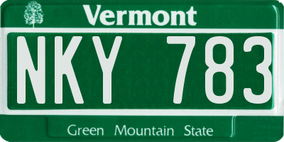VT license plate NKY783