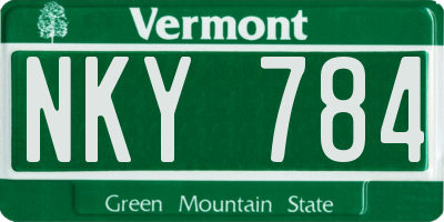 VT license plate NKY784