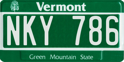 VT license plate NKY786