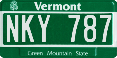 VT license plate NKY787
