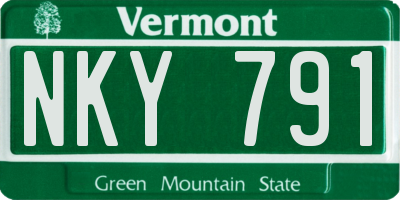 VT license plate NKY791