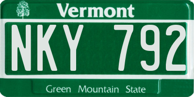 VT license plate NKY792