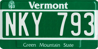 VT license plate NKY793