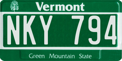 VT license plate NKY794