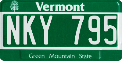 VT license plate NKY795