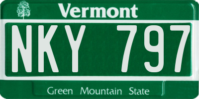 VT license plate NKY797