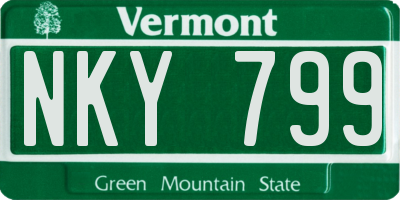 VT license plate NKY799