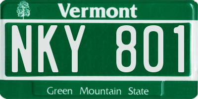 VT license plate NKY801