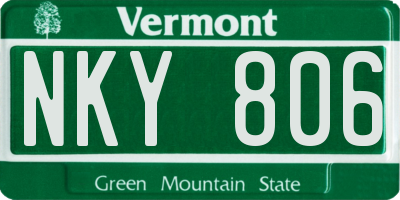 VT license plate NKY806