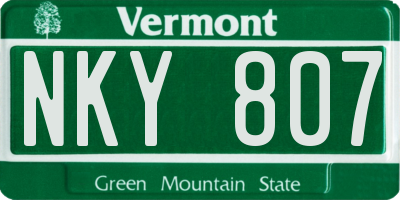 VT license plate NKY807
