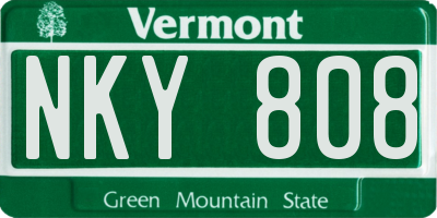VT license plate NKY808