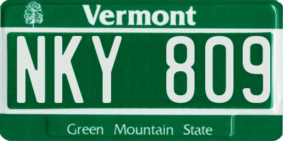 VT license plate NKY809