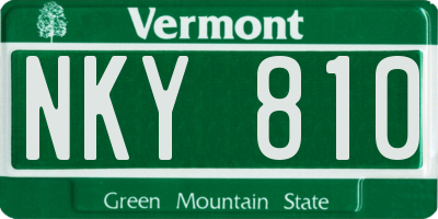 VT license plate NKY810