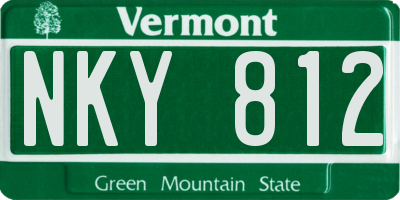 VT license plate NKY812