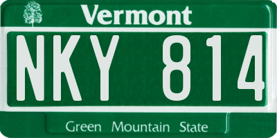 VT license plate NKY814