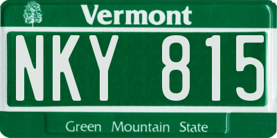 VT license plate NKY815