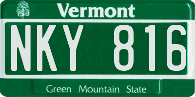 VT license plate NKY816