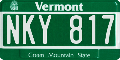 VT license plate NKY817