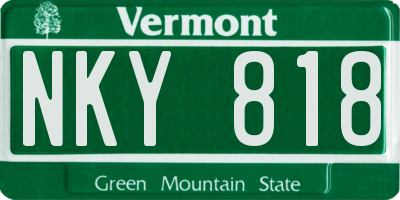VT license plate NKY818