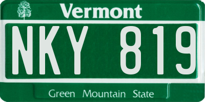 VT license plate NKY819