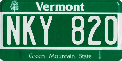 VT license plate NKY820