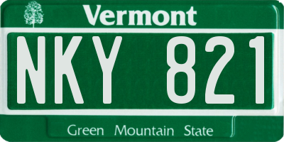 VT license plate NKY821
