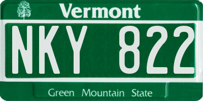 VT license plate NKY822