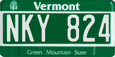 VT license plate NKY824