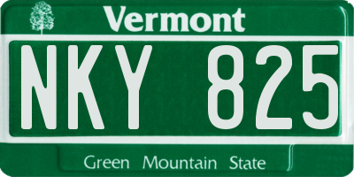 VT license plate NKY825