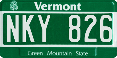 VT license plate NKY826
