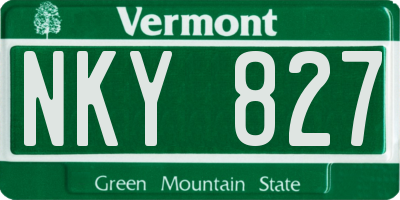VT license plate NKY827