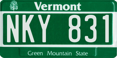 VT license plate NKY831