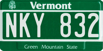 VT license plate NKY832